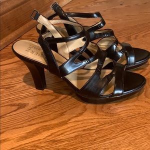 Black strapped heels